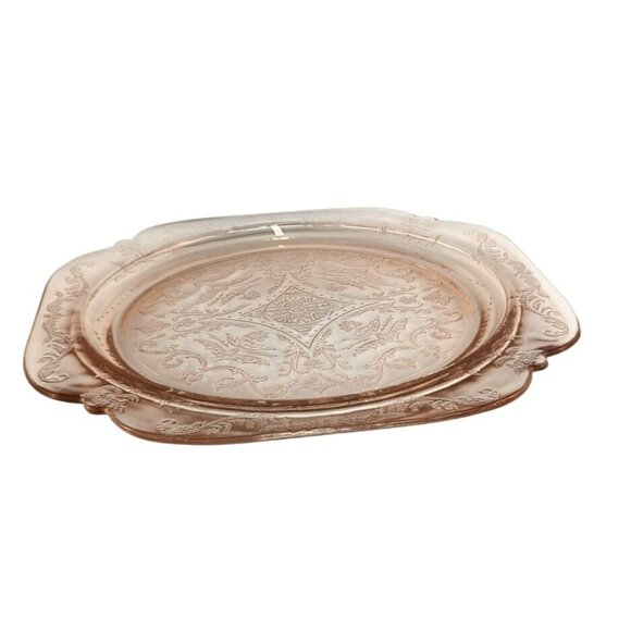 Federal Glass Madrid Pink Depression Glass Etched Platter Plate 10.25 Inches - Picture 7 of 7